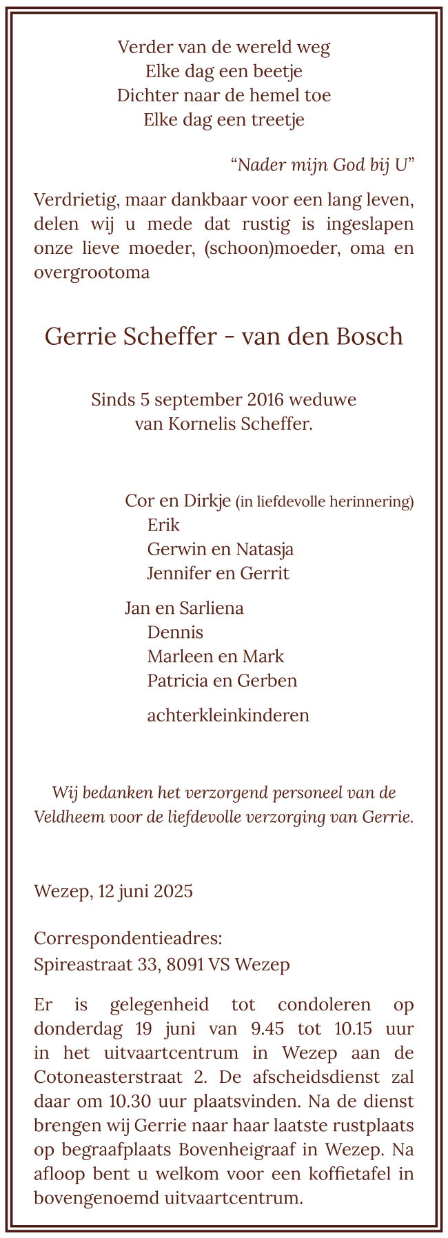 Gerrie Scheffer - van den Bosch - 12 juni 2025
