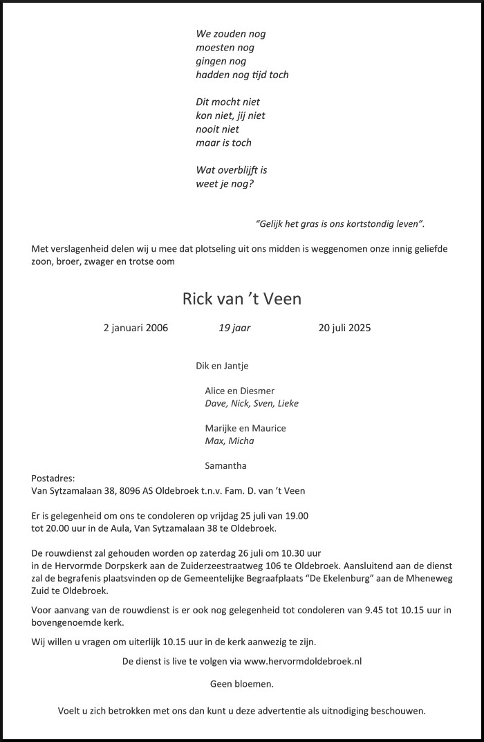 Rick van 't Veen - 20 juli 2025