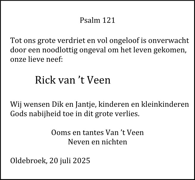 Rick van 't Veen - 20 juli 2025