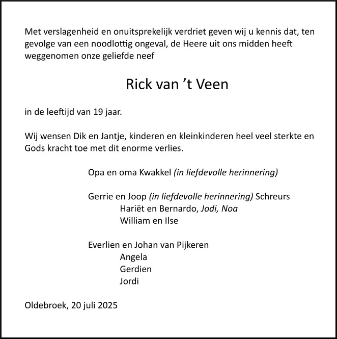 Rick van 't Veen - 20 juli 2025