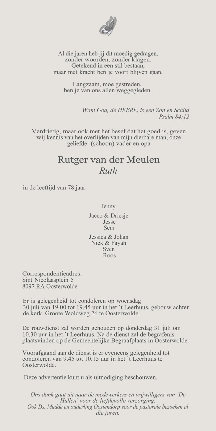 Rutger (Ruth) van de Meulen - 24 juli 2025
