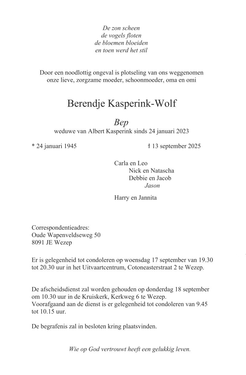 Berendje Kasperink - Wolf - 13 september 2025